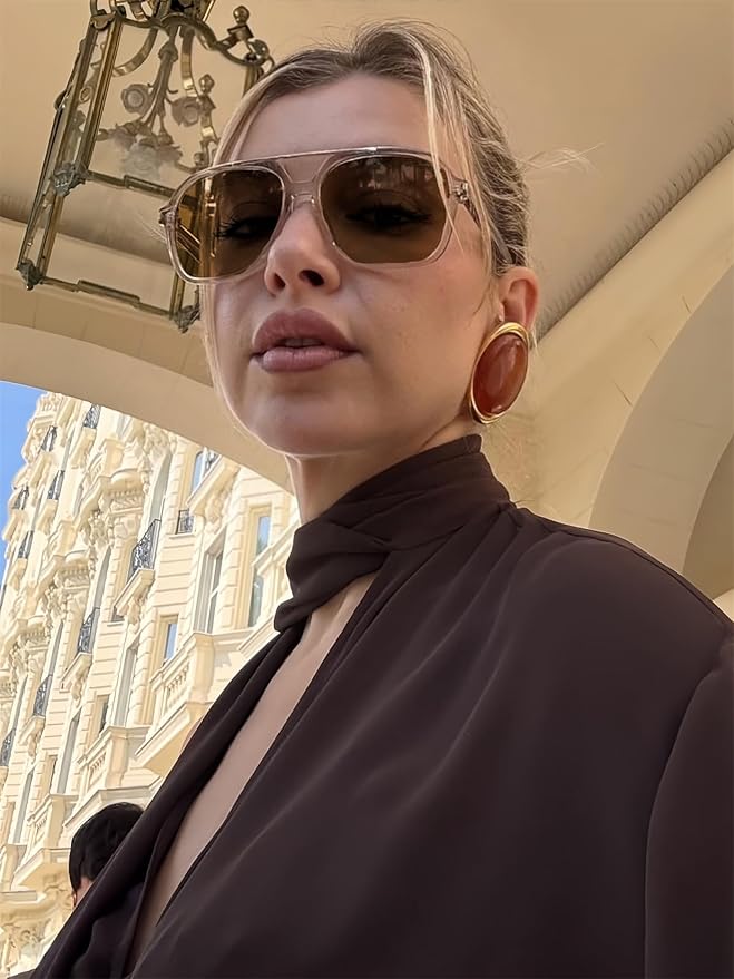 Retro Aviator Sunglasses for Women Men 2026 Square Top Bar Sun Glasses Sunnies 70s Lightweight Shades