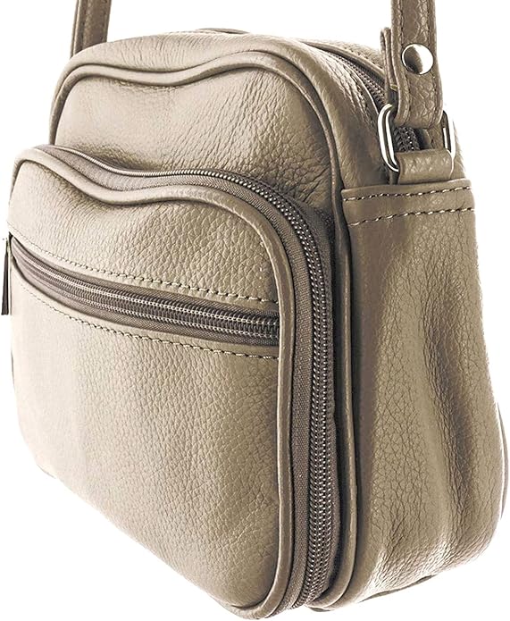 Cowhide Leather Women's Shoulder Purse Small Cross Body Organizer Bag with Many Pockets