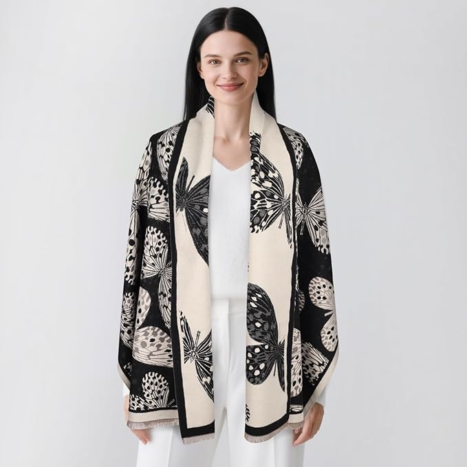 EXTREE Scarfs for Women Pashmina Silky Shawl Wrap for Evening Dressing Blanket Open Front Poncho Cape