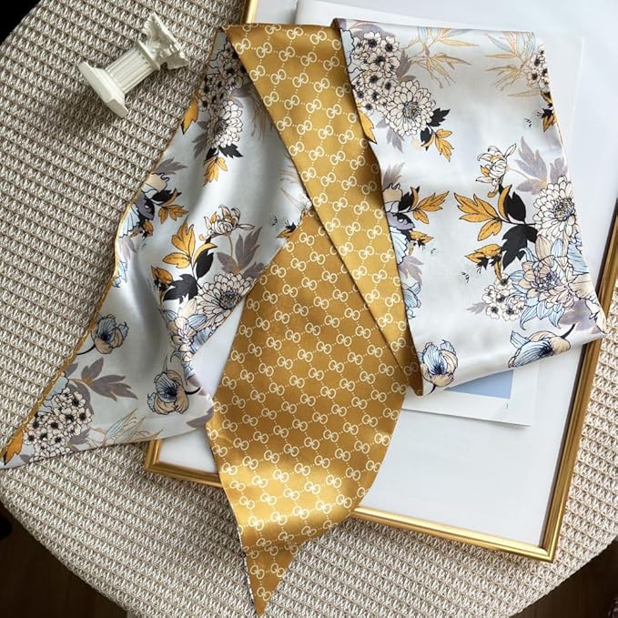 Silk Head Scarf for Hair Fashion Headwrap for Women Lightweight Neck Tie