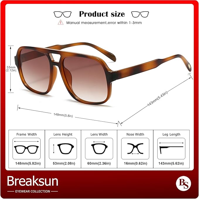 Retro Aviator Sunglasses for Women Men Trendy Classic 70s Square Aviator Sun Glasses Vintage Shades
