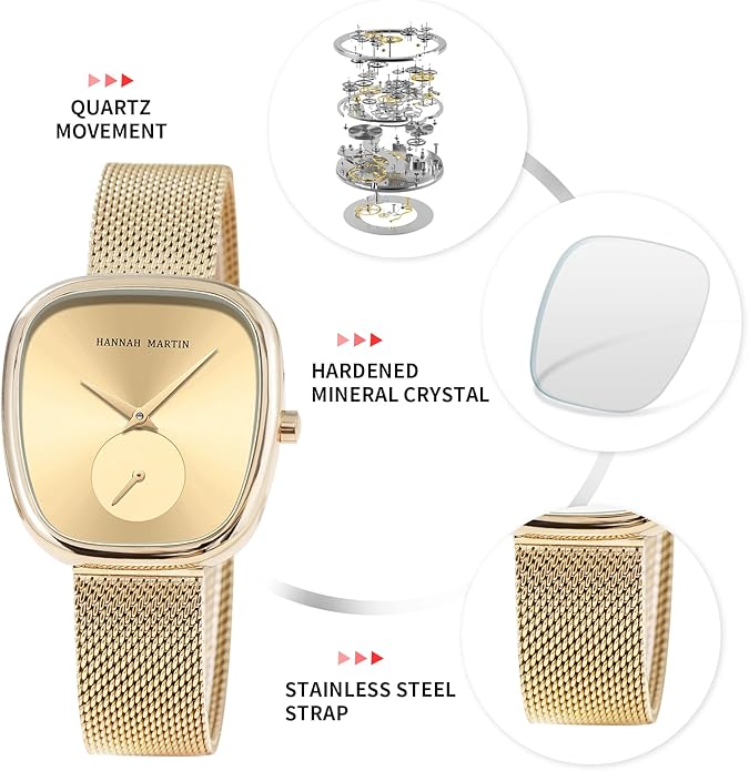 HANNAH MARTIN Watches for Women Waterproof Ladies Analog Quartz Wrist Watches Stainless Steel Band Fashion Dainty Female Watch Luxury Bracelet Diamond