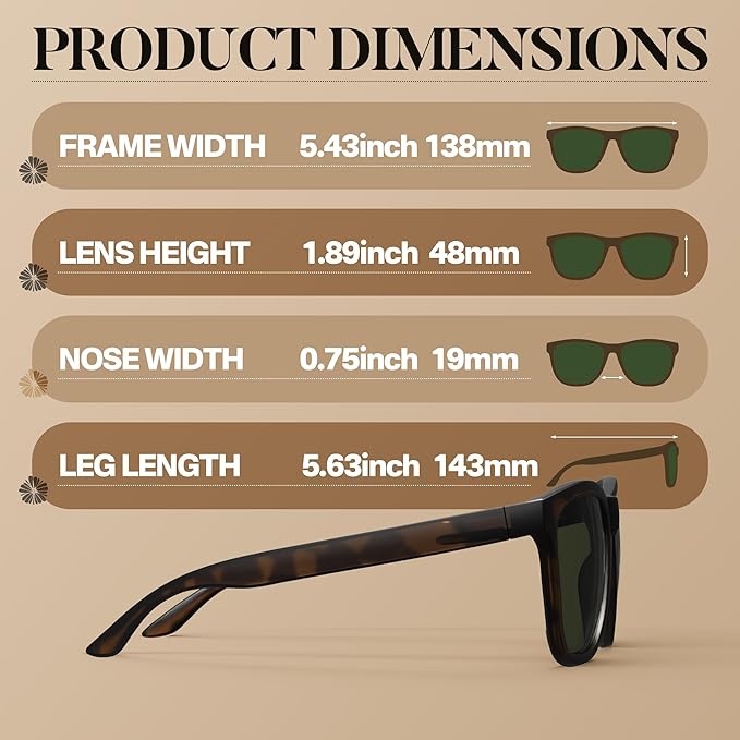 DEAFRAlN Polarized Sunglasses for Women Men, Trendy Fashion Style with UV400 Protection for Driving Fishing Outdoor