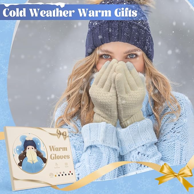 Omisy 4 Pairs Winter Gloves Women Touchscreen Cold Weather, Valentines Day Gifts for Her Wife Mom Girlfriend, Wam Mitten