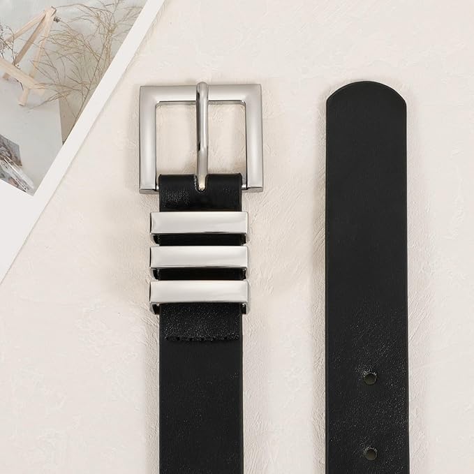 XZQTIVE Plus Size Women's Leather Belts for Jeans Pants Dress Fashion Ladies Waist Belt with Square Gold Buckle