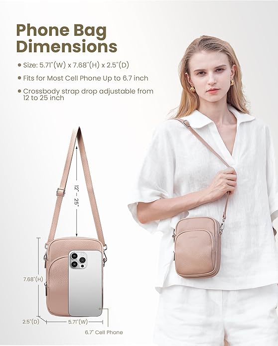 befen Small Genuine Leather Crossbody Bag for Women Trendy Crossbody Purses with RFID Blocking Card Slots