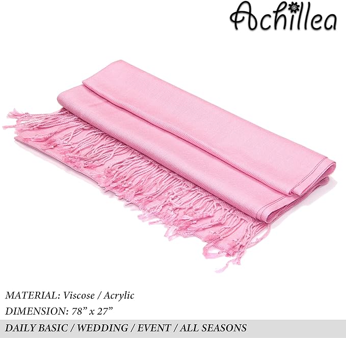 Achillea Soft Silky Pashmina Scarf for Women – Shawl Wrap for Evening Dresses, Bridesmaids, Weddings & Everyday Wear
