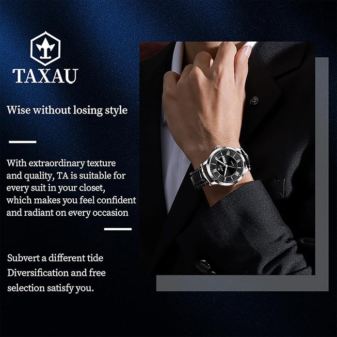 Watch Men,Big Face Watch for Men,Leather Band Wrist Man Watches,Classic Date Day Watches Mens Analog Waterproof Relojes para Hombres Blue/Gray/White/Black Dial