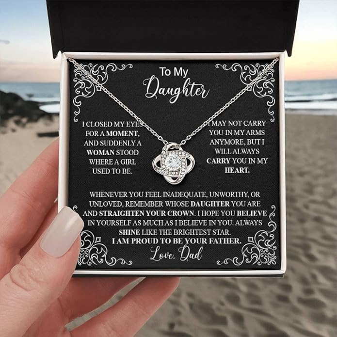 VIRAGIL To My Daughter Gift Necklace From Dad or Mom - Badass Daughter Jewelry With Heartfelt Message & Elegant Box