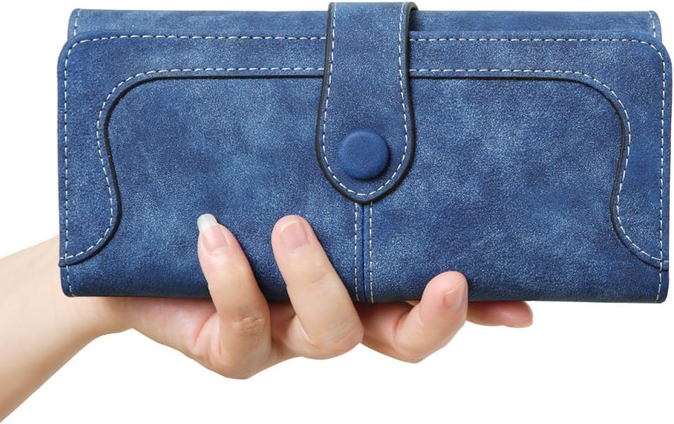 Women's Vegan Leather 17 Card Slots Card Holder Long Big Bifold Wallet