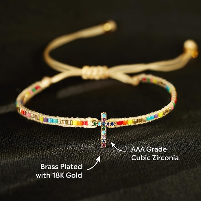 STORYJEWELLERY Christian Gifts for Women, Religious Confirmation and Baptism Gifts, Cross Bracelet for Women, Easter Gift, Encouragement Presents, Christian Jewelry
