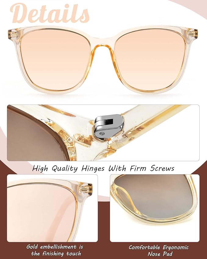 Myiaur Polarized Sunglasses for Women, Square Mirrored Trendy Shades with UV Protection Reduce Glare Sun Glasses