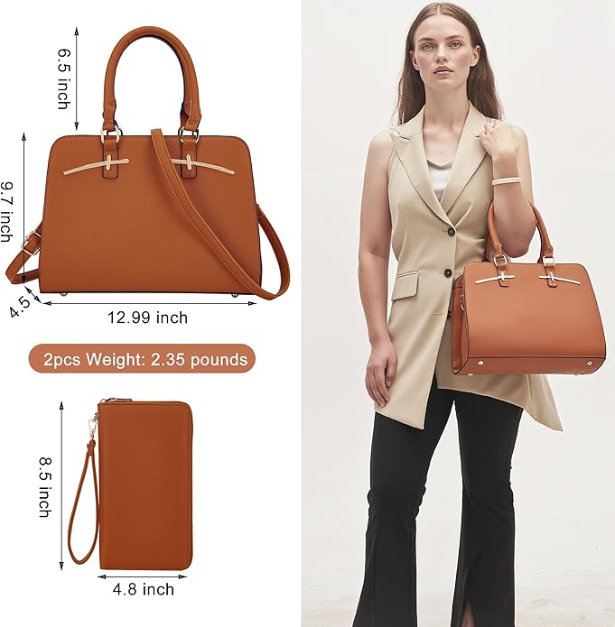 Purses for Women Handbag Wallet Tote Shoulder Hobo Bag Top Handle Satchel Purse Set 2pcs with 3 Compartments