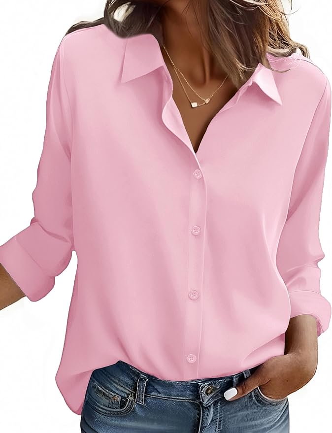 ZEAGOO Button Down Shirt for Women Long Sleeve Blouses Floral Printed Tops Business Casual Work Outfits S-XXL