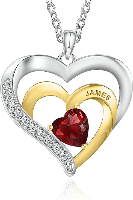 GLAMCARAT Personalized mothers necklace with birthstones names sterling silver jewelry for women customized engraved necklace