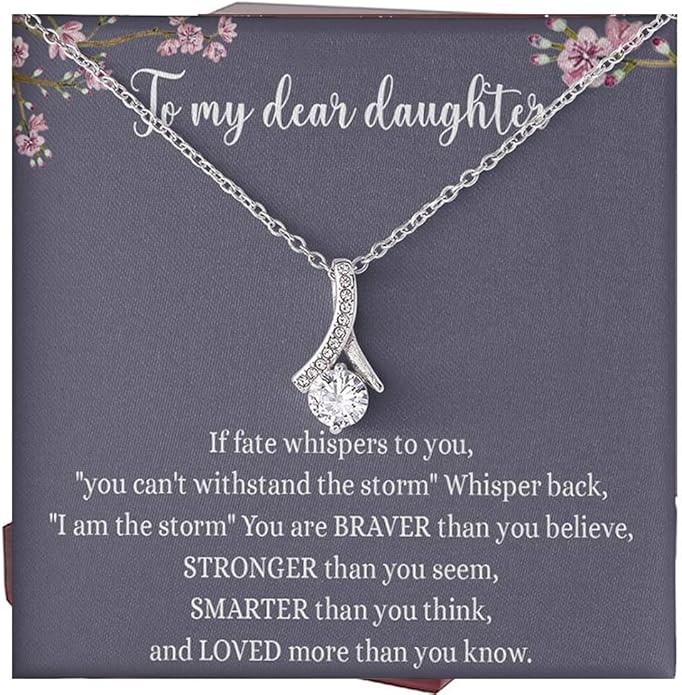 VIRAGIL To My Daughter Gift Necklace From Dad or Mom - Badass Daughter Jewelry With Heartfelt Message & Elegant Box