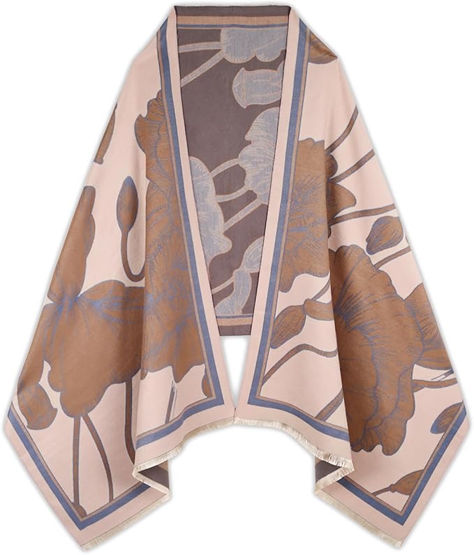EXTREE Scarfs for Women Pashmina Silky Shawl Wrap for Evening Dressing Blanket Open Front Poncho Cape