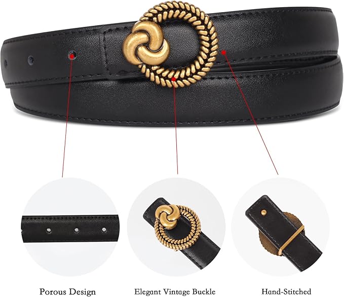 Relang Women's Belts with Gold Buckle, Fashion Waist Band, Elegant Ladies' Belt, Gift for Women