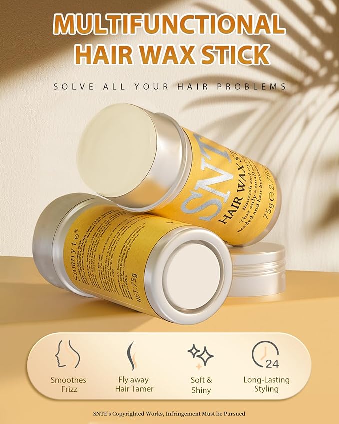Samnyte Hair Wax Stick, Hair-Styling Waxes, Nourishing Accessories - Slick Stick for Women & Kids, Gel Tamer for Flyaways, Bun Maker & Styling Cream, 2.7 Fl Oz | Nourishing, for Women & Kids, Gel Tamer, for Flyaways, Bun Maker, 2.7 Fl Oz