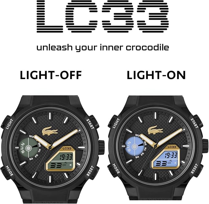 Lacoste LC33 Women's Analog Digital Watch, Silicone Strap, Contemporary, Sporty - Premium Fashion Timepiece - Gift for Her, 40mm