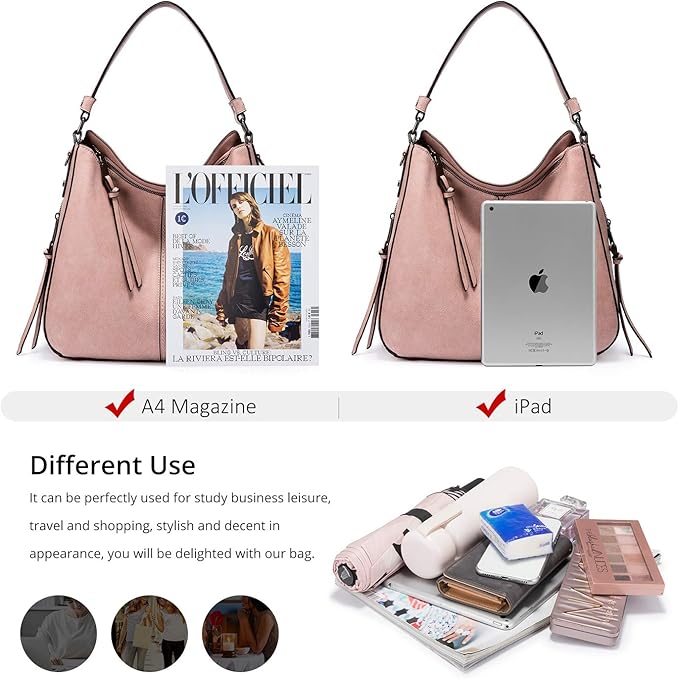 Realer Hobo Crossbody Bags for Women Designer Faux Leather Hobo Handbags Retro Large Size Shoulder Bag Bucket Purse