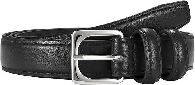 JASGOOD Women Leather Belt Fashion Ladies Skinny Leather Waist Belt for Pants Jeans Dress with Gold Buckle