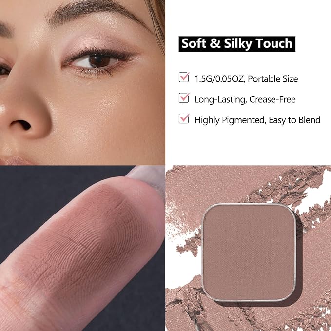 Magnetic Single Eyeshadow Set – Refill Pans, 3 Colors, Neutral Matte & Shimmer, Highly Pigmented, No Case, for Custom Magnetic Palettes