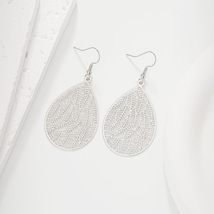 Large Gold Earrings for Women, Chunky Gold Statement Drop Dangle Earring Maple Leave Ginko Leaf Jewelry Gifts
