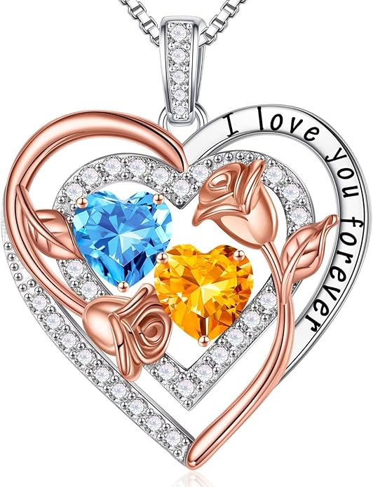 Iefil Mothers Day Gifts for Wife - Sterling Silver Birthstone Necklace Birthday Gifts for Her Wife