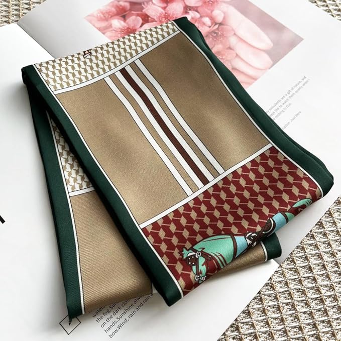 Silk Head Scarf for Hair Fashion Headwrap for Women Lightweight Neck Tie