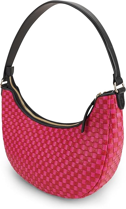 Handmade Woven Genuine Leather Bag, Premium Quality, Crossbody Purse & Hobo Handbag, Diagonal Pattern, 11.81x3.94x9.06 Inches