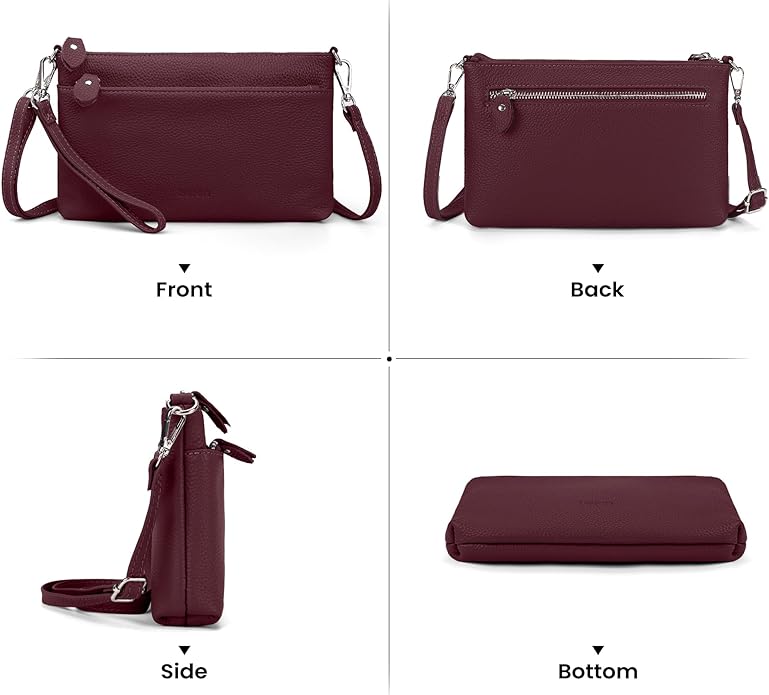 befen Genuine Leather Wristlet Clutch Wallet Purses with RFID Blocking, Small Crossbody Bags Shoulder Handbag for Women