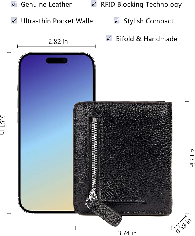 AINIMOER Small Leather Wallet for Women, Ladies Credit Card Holder RFID Blocking Women's Mini Bifold Pocket Purse