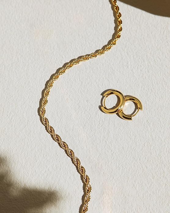 Link Gold Chain 14K Gold Plated Trendy Rope Paperclip Thick Chain Necklace Minimalist Layered Gold Chain Choker Necklaces for Women