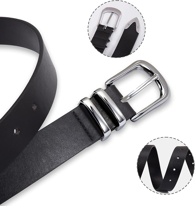 VATAN Women Leather Belt for Jeans Dresses Pants Fashion Ladies Casual Waist Belt with Gold Buckle