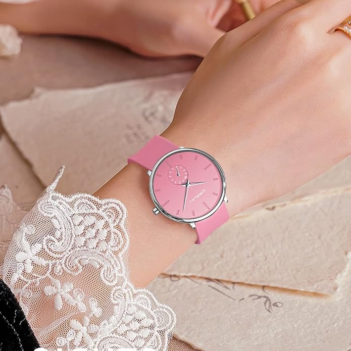 CRRJU Men’s Women Watch Casual Stylish Waterproof Quartz Unisex Wristwatches, Ultra Thin Watches for Men Women, Colorful Silicone Band