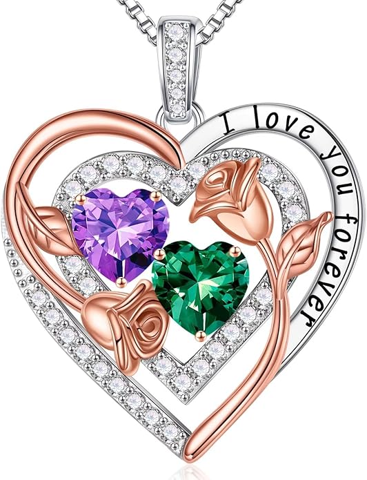 Iefil Mothers Day Gifts for Wife - Sterling Silver Birthstone Necklace Birthday Gifts for Her Wife