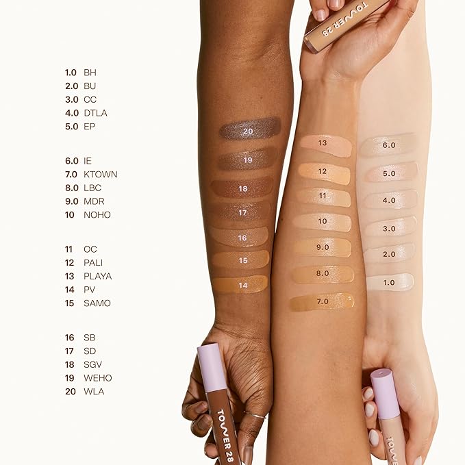 Tower 28 Beauty Swipe Serum Concealer - Hydrating Buildable Medium-Coverage Concealer with Skincare Benefits for Sensitive Skin - Shade 2.0 BU, Fair with Neutral Undertones, 0.22 Fl Oz