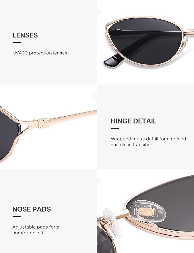 SOJOS Trendy Oval Polarized Sunglasses for Women,Retro 90s Cat Eye Shades SJ1254