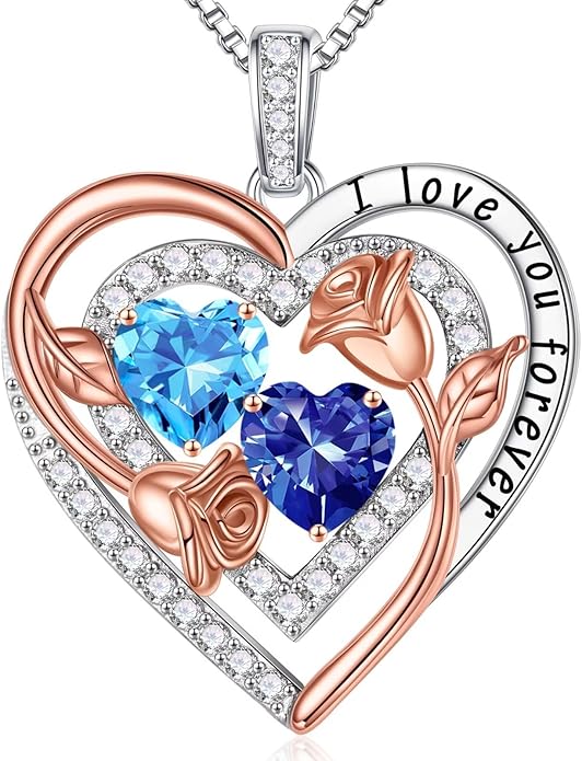 Iefil Mothers Day Gifts for Wife - Sterling Silver Birthstone Necklace Birthday Gifts for Her Wife