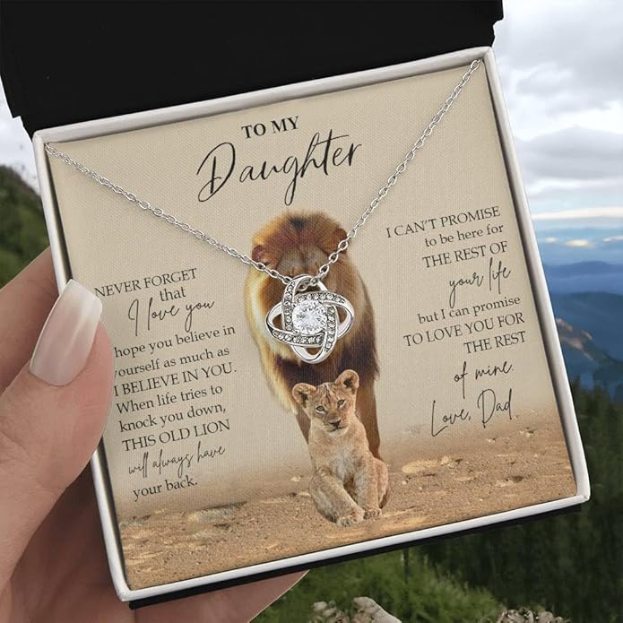 VIRAGIL To My Daughter Gift Necklace From Dad or Mom - Badass Daughter Jewelry With Heartfelt Message & Elegant Box