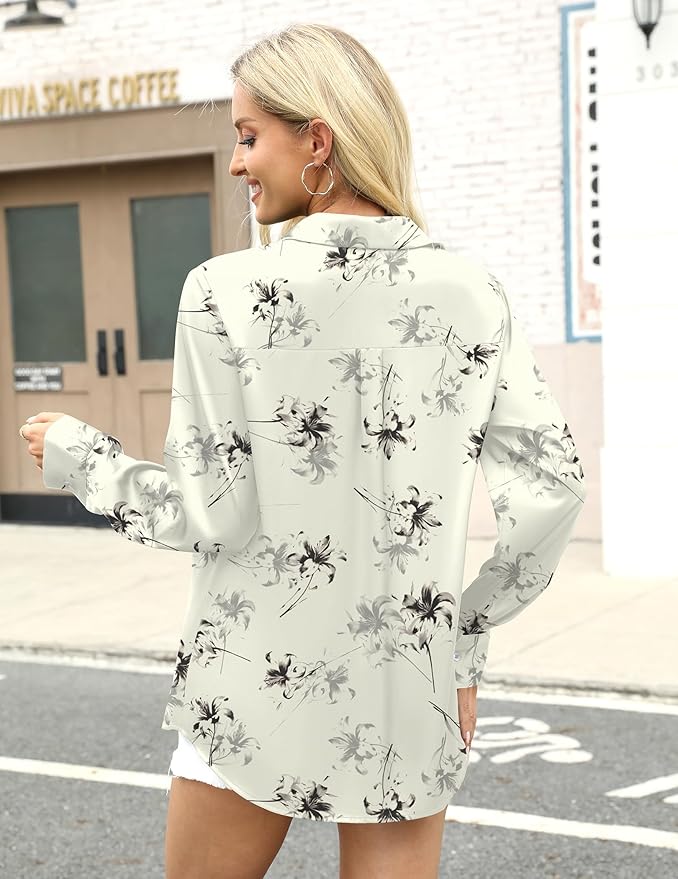 Zeagoo Satin Blouses for Women Silk Button Down Shirts Long Sleeve Business Casual Tops