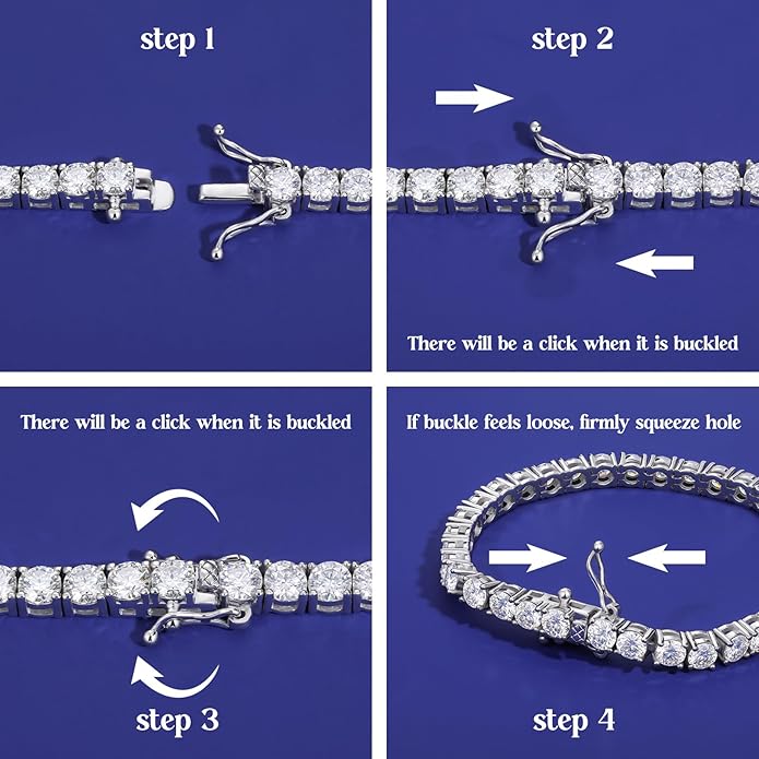 Moissanite Tennis Bracelet for Women Men White/Yellow Gold Plated S925 Sterling Silver D Color VVS1 Round Cut Moissanite Bracelets 2/3/4/5/6MM 6.5/7/7.5/8inch