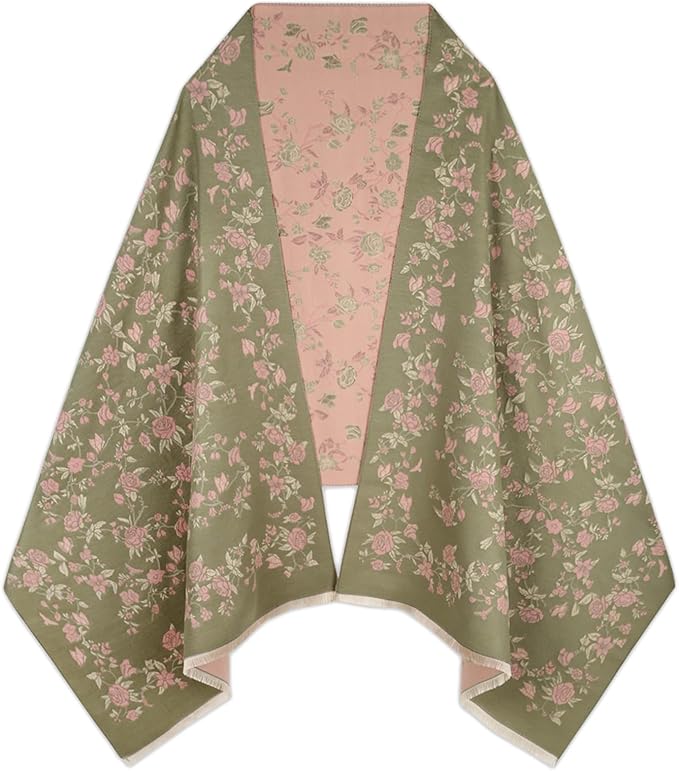EXTREE Scarfs for Women Pashmina Silky Shawl Wrap for Evening Dressing Blanket Open Front Poncho Cape