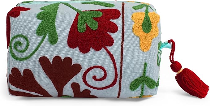 Huar Travel Makeup Bag- Large Capacity Cosmetic Bags for Women - Water Resistance Lining Portable Pouch & Open Toiletry Bag - Perfect Girls Makeup Organizer for Travel Essentials (Sky Blue)