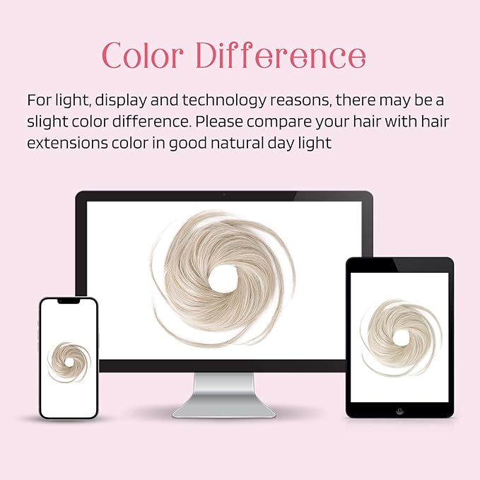 HOOJIH Messy Bun Hair Piece, Super Long Tousled Updo Hair Bun Extensions Wavy Hair Wrap Ponytail Hairpieces with Elastic Hair Band for Women HB007 Grace - Platinum with Medium Blonde Mixed