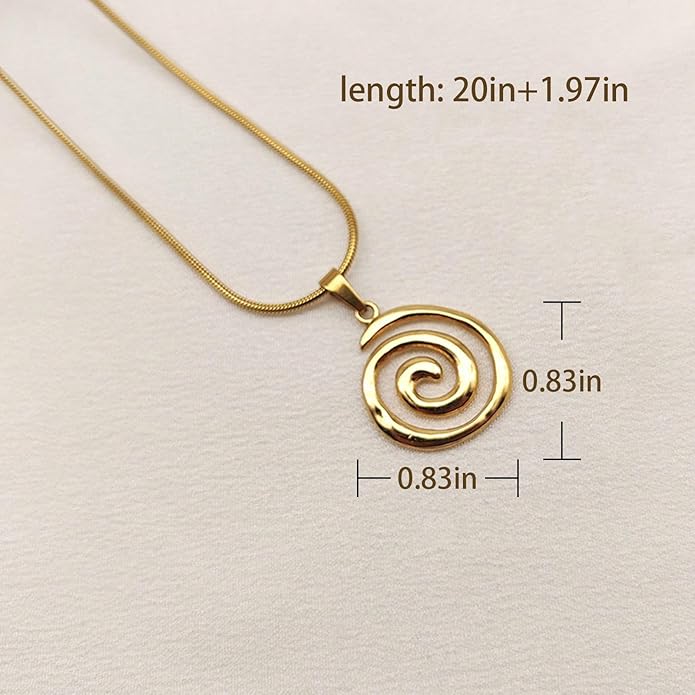 Gold Boho Necklace Earrings Set For Women Spiral Trendy Statement Jewelry Set Summer Beach Jewelry Gifts 18K Gold Plated