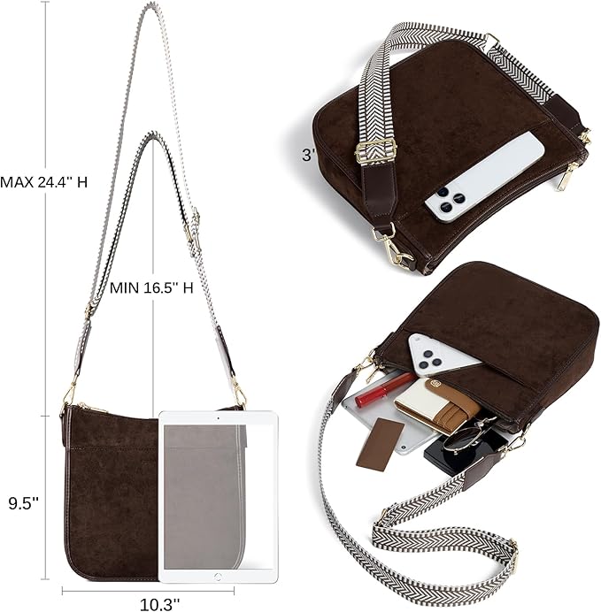 BOSTANTEN Crossbody Bags for Women Trendy Vegan Leather Hobo Purses Shoulder Handbags With Wide Shoulder Strap