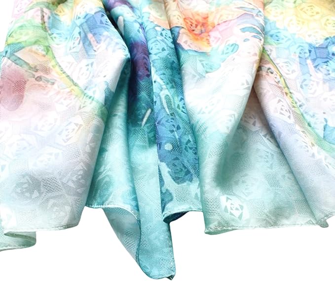 100% Mulberry Silk Scarfs for Women Floral Print Satin Long Scarf for Headscarf Hair Wraps Shawl with Gift Packed