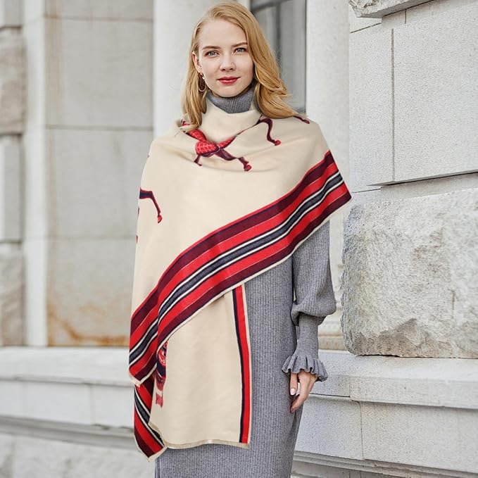 EXTREE Scarfs for Women Pashmina Silky Shawl Wrap for Evening Dressing Blanket Open Front Poncho Cape